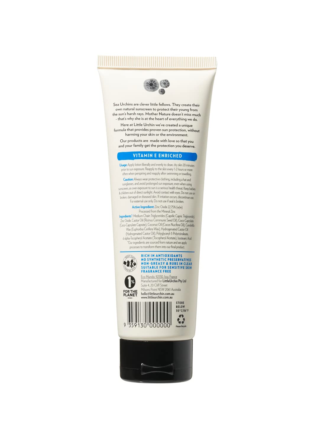 LITTLE URCHIN SPF 50+ Natural Clear Zinc Sunscreen