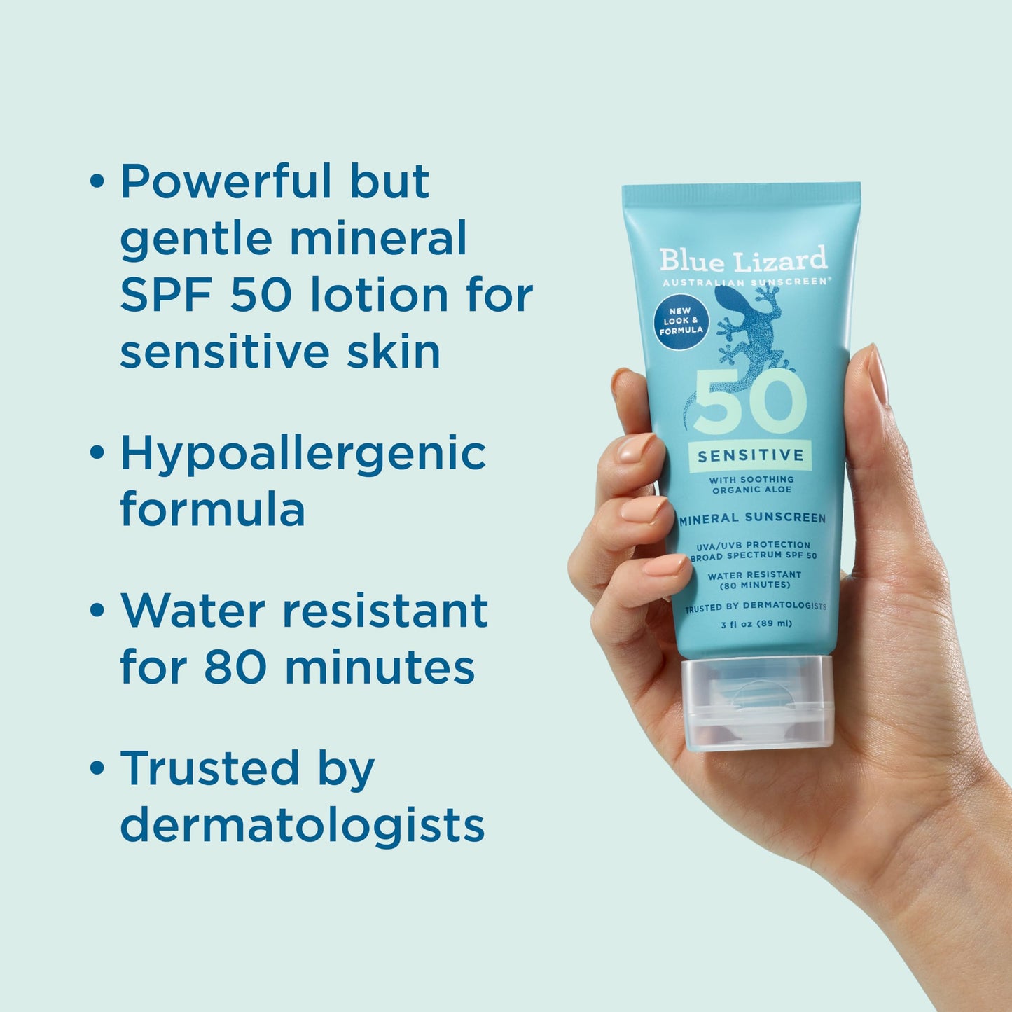 Blue Lizard SENSITIVE Mineral Sunscreen with Zinc Oxide, SPF 50+